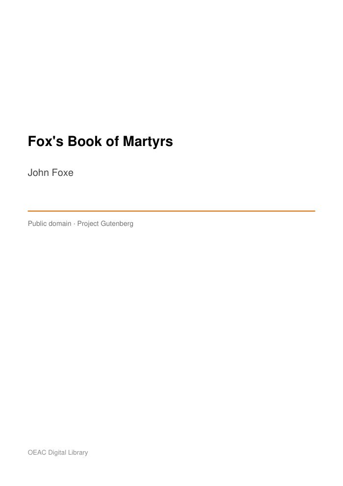 Fox's Book of Martyrs — cover