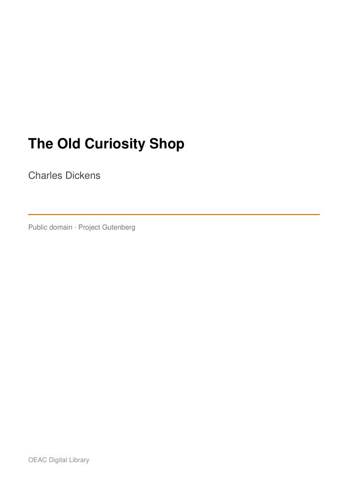 The Old Curiosity Shop — cover