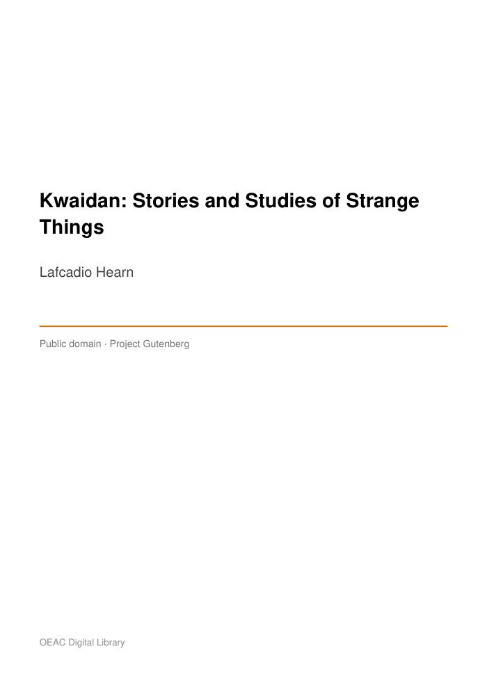 Kwaidan: Stories and Studies of Strange Things — cover