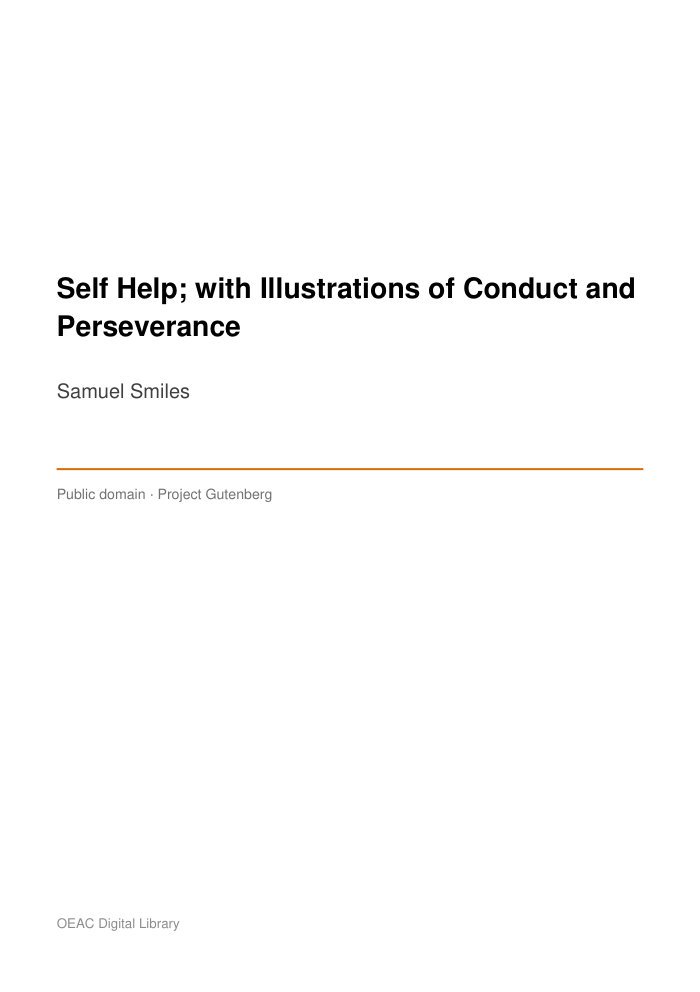 Self Help; with Illustrations of Conduct and Perseverance — cover