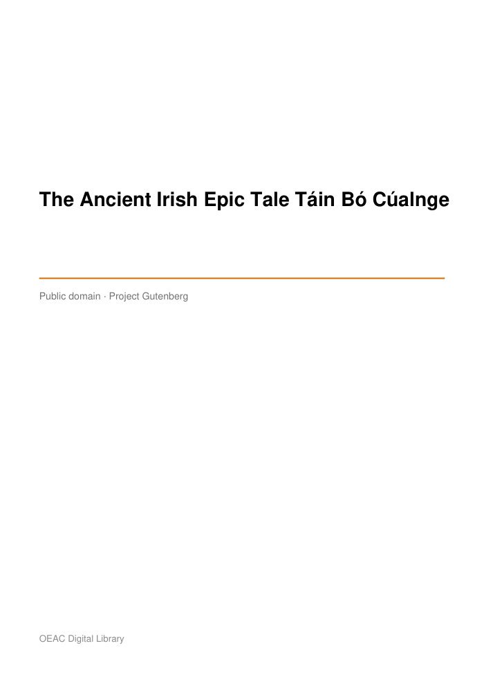 The Ancient Irish Epic Tale Táin Bó Cúalnge — cover