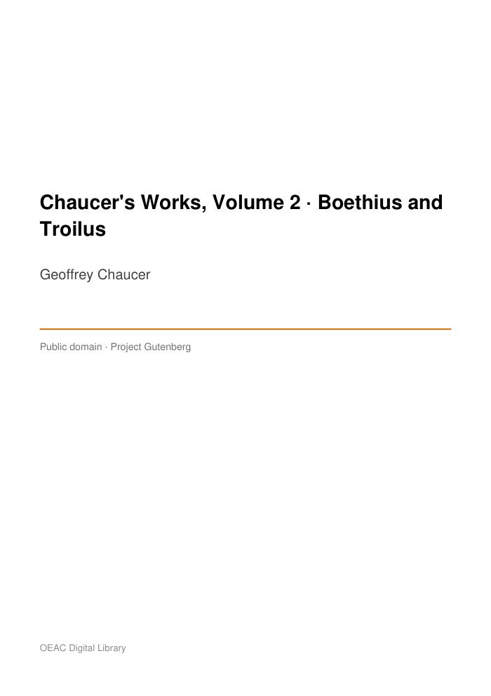 Chaucer's Works, Volume 2 — Boethius and Troilus — cover