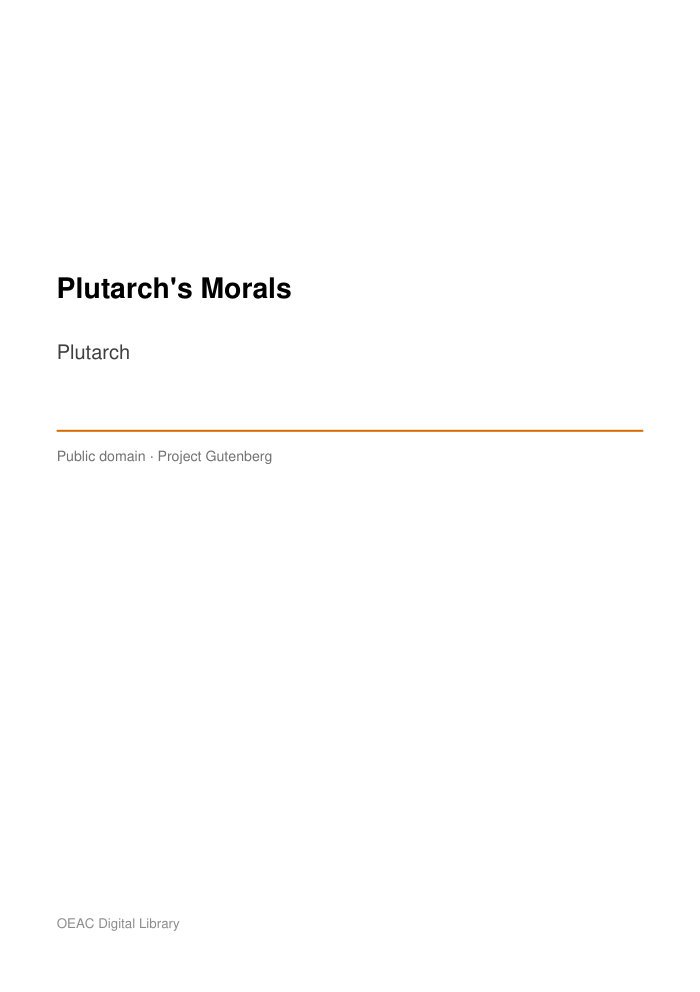 Plutarch's Morals — cover