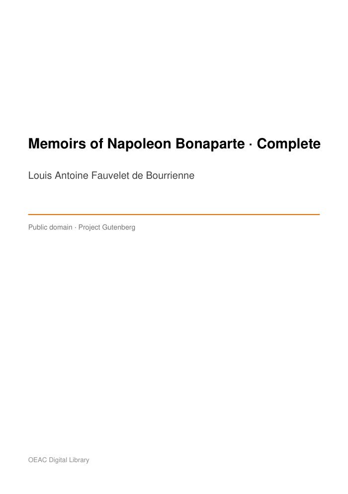 Memoirs of Napoleon Bonaparte — Complete — cover