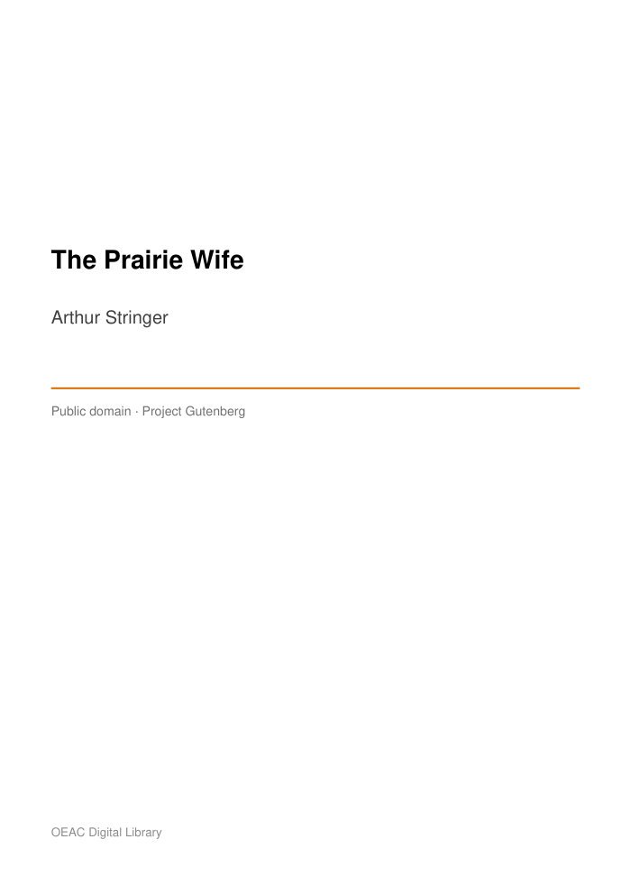 The Prairie Wife — cover