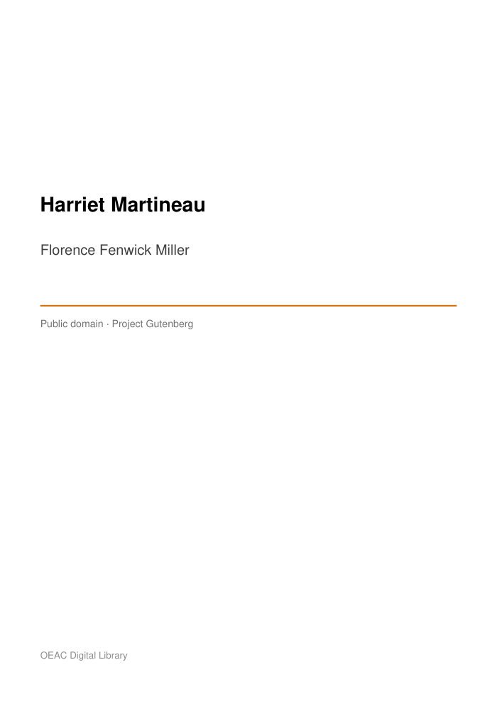 Harriet Martineau — cover