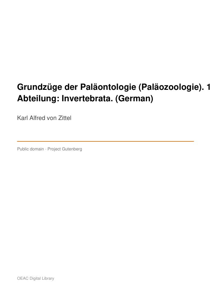 Grundzüge der Paläontologie (Paläozoologie). 1. Abteilung: Invertebrata. (German) — cover