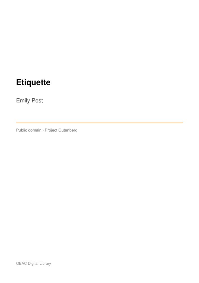 Etiquette cover