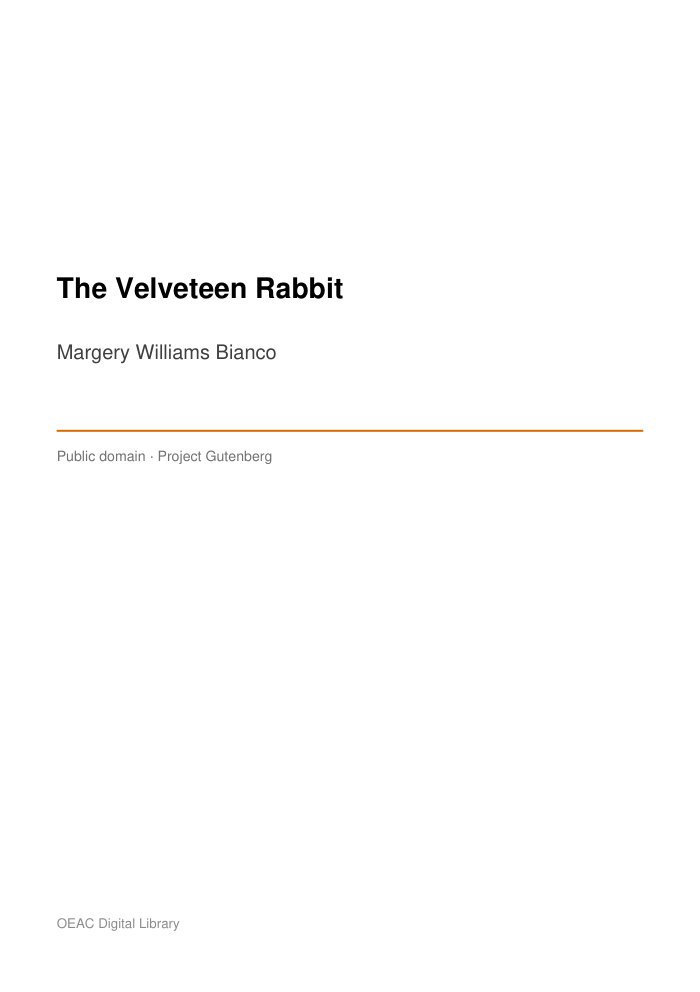 The Velveteen Rabbit cover