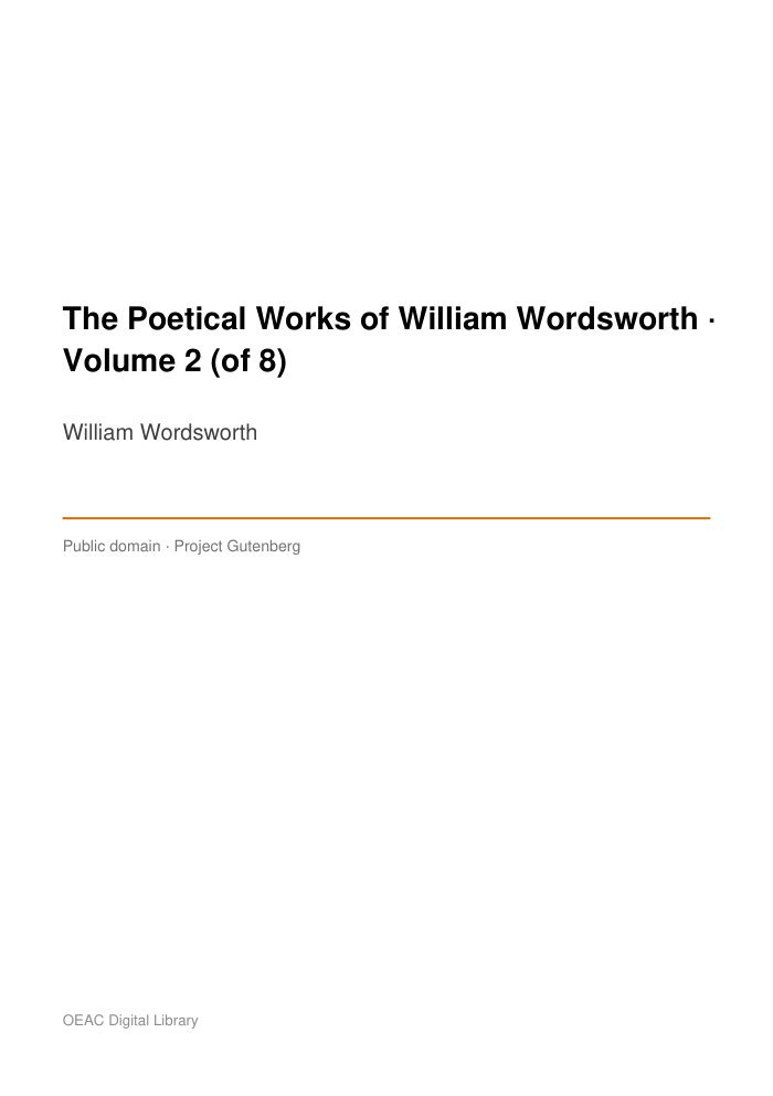 The Poetical Works of William Wordsworth — Volume 2 (of 8) — cover