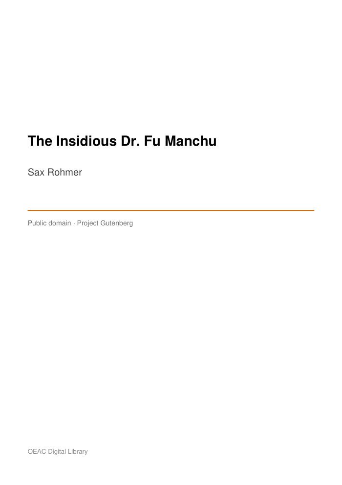 The Insidious Dr. Fu Manchu — cover
