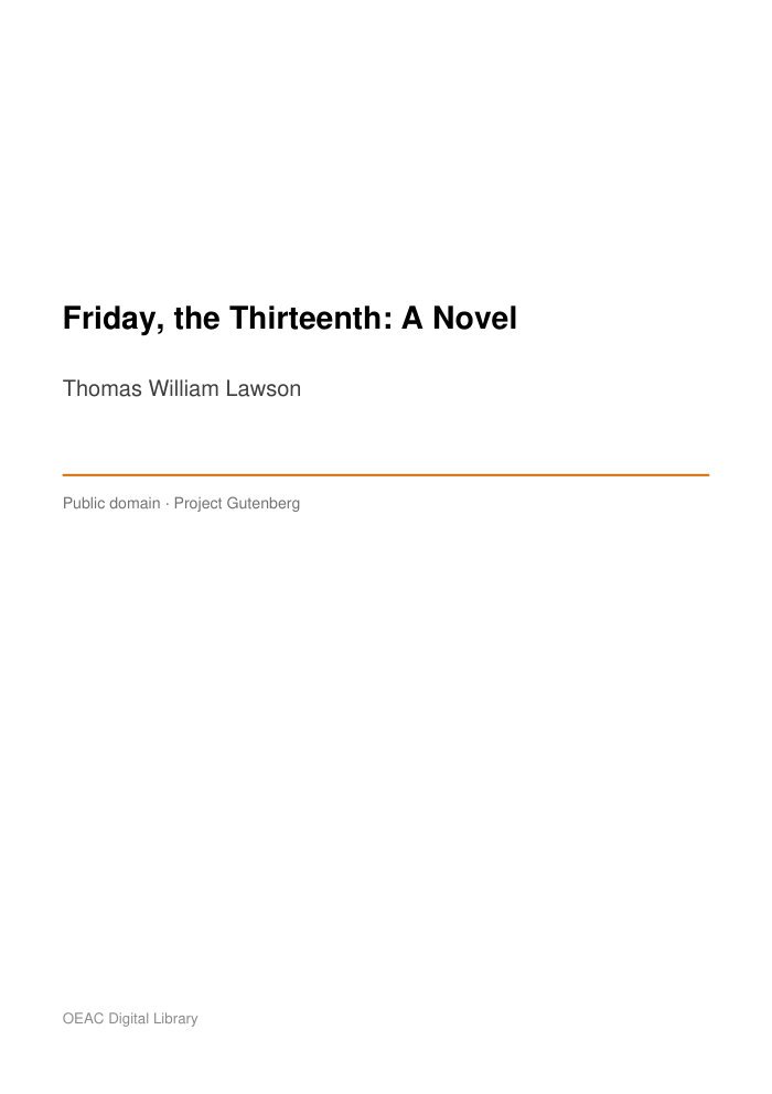 Friday, the Thirteenth: A Novel — cover