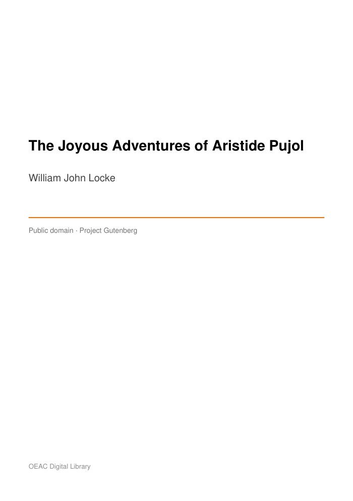 The Joyous Adventures of Aristide Pujol — cover