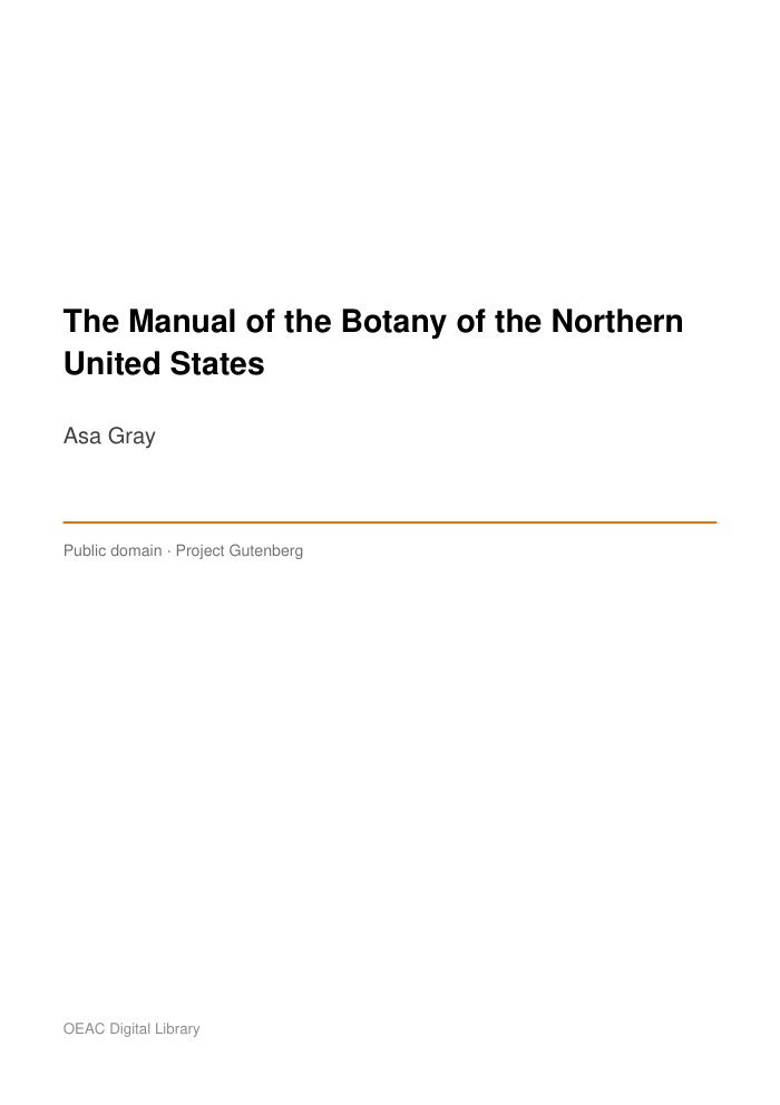 The Manual of the Botany of the Northern United States — cover