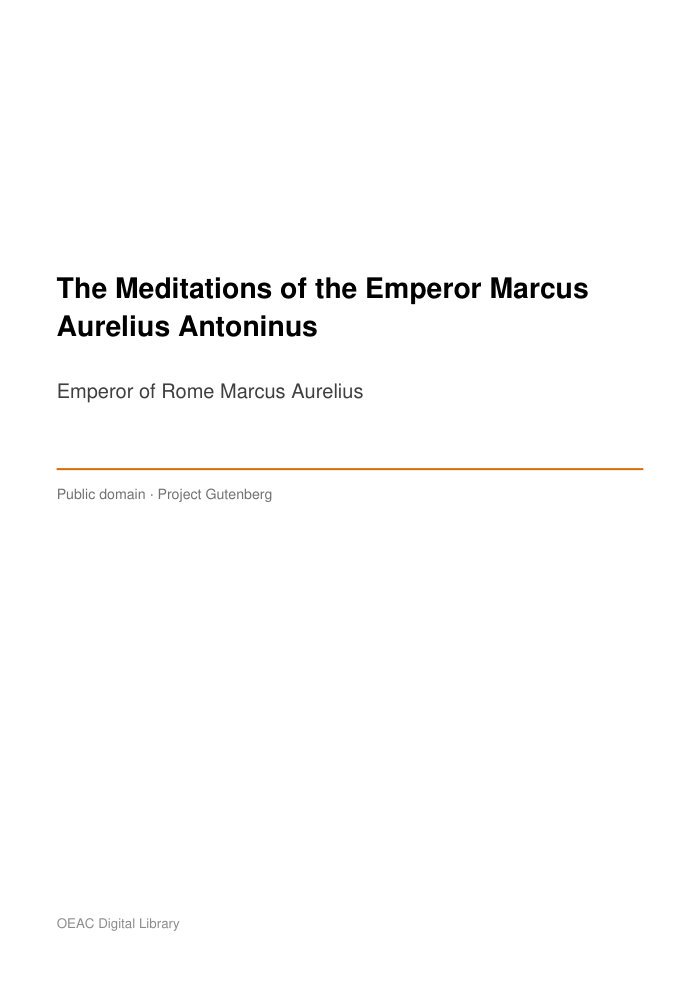 The Meditations of the Emperor Marcus Aurelius Antoninus — cover