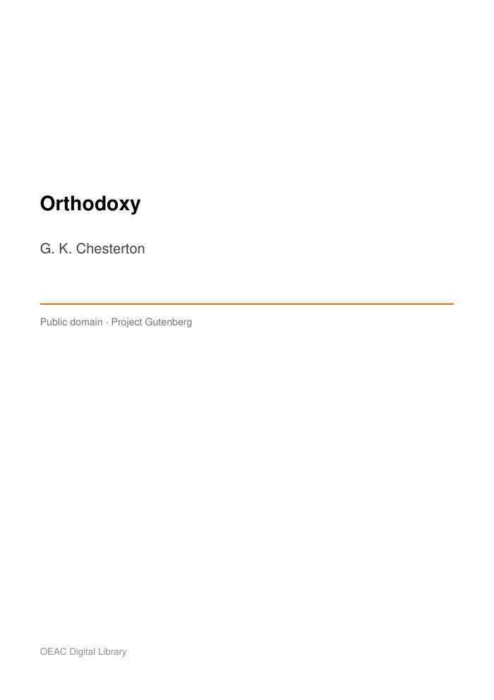 Orthodoxy — cover