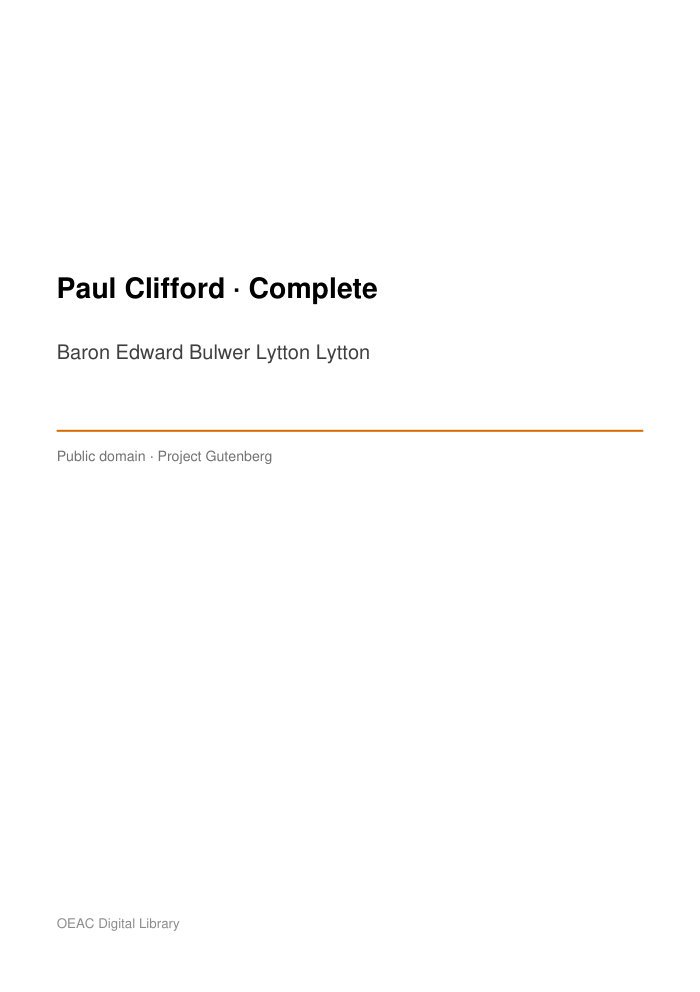 Paul Clifford — Complete — cover