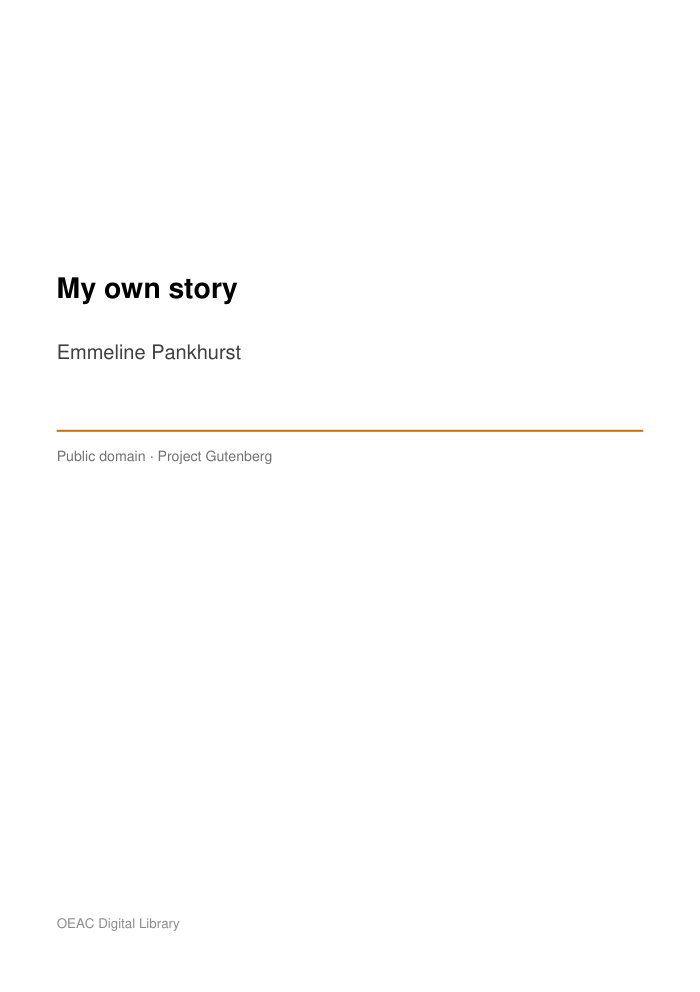 My own story — cover