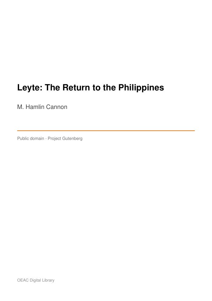 Leyte: The Return to the Philippines — cover