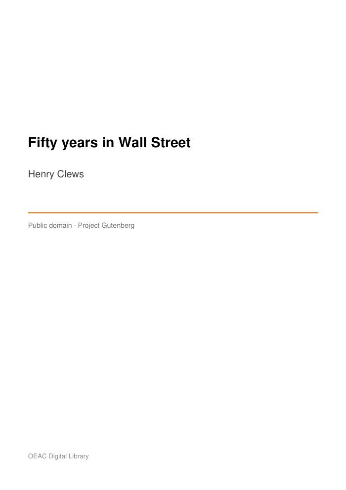 Fifty years in Wall Street cover