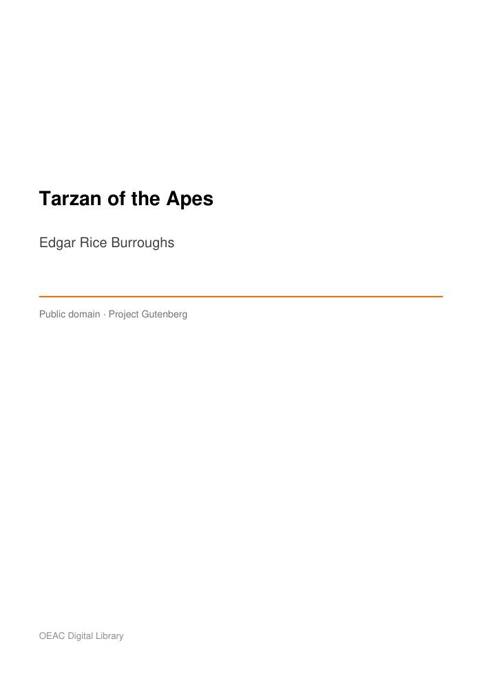 Tarzan of the Apes — cover