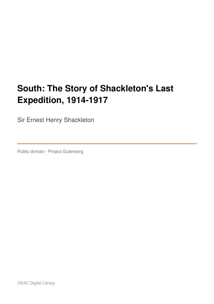 South: The Story of Shackleton's Last Expedition, 1914-1917 — cover