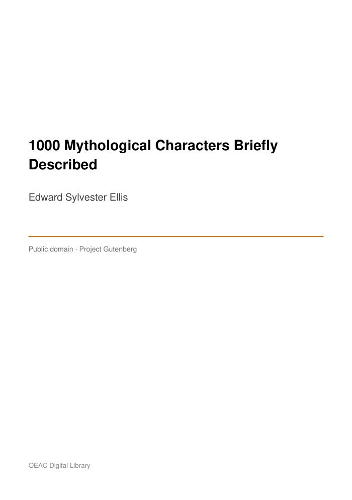 1000 Mythological Characters Briefly Described — cover