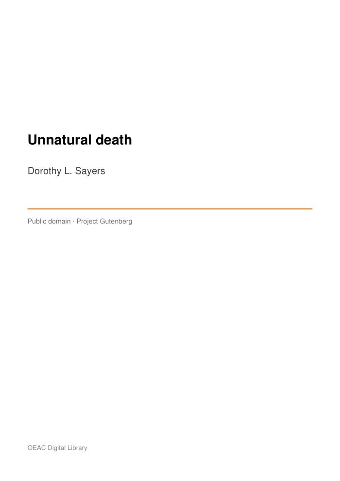 Unnatural death — cover