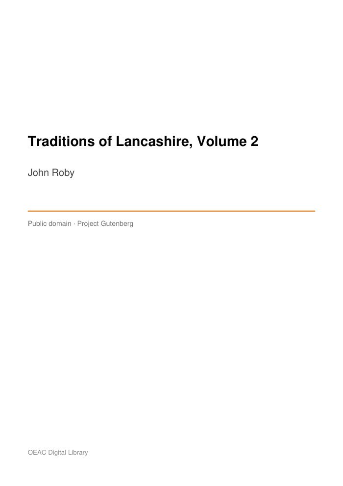 Traditions of Lancashire, Volume 2 — cover