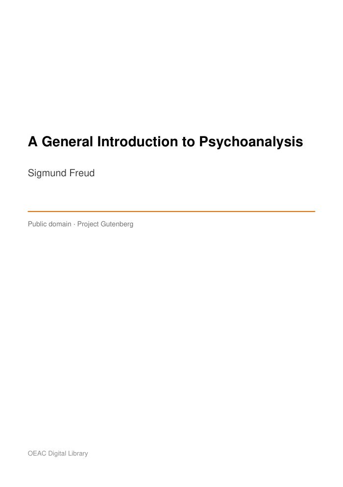 A General Introduction to Psychoanalysis cover