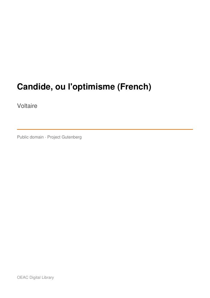 Candide, ou l'optimisme (French) — cover