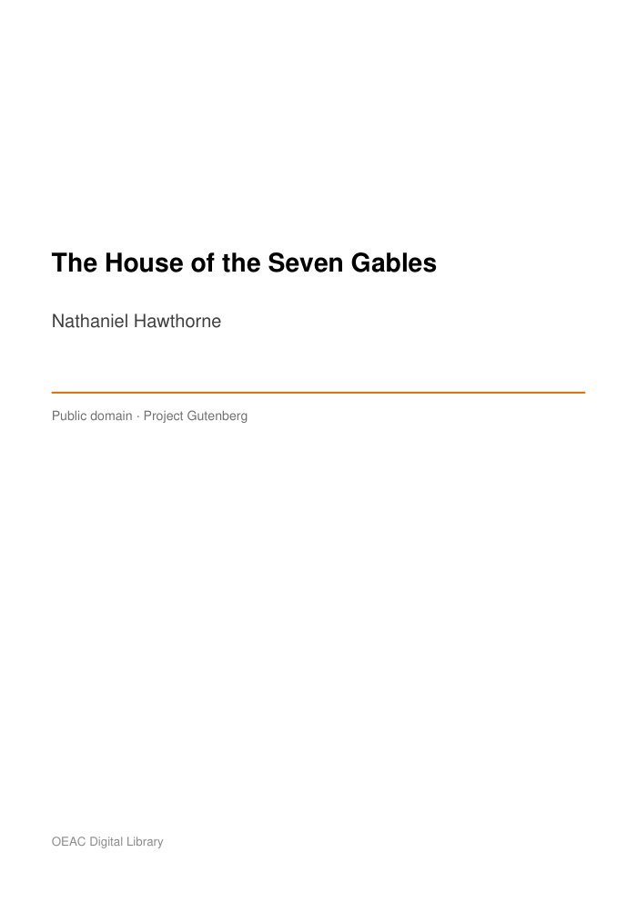 The House of the Seven Gables — cover