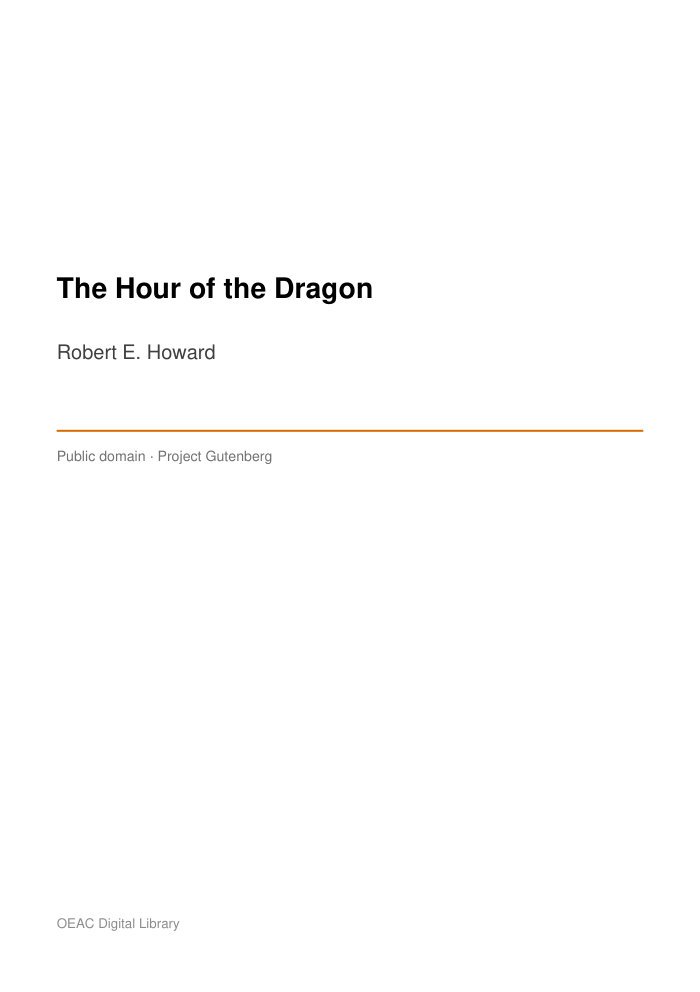 The Hour of the Dragon — cover