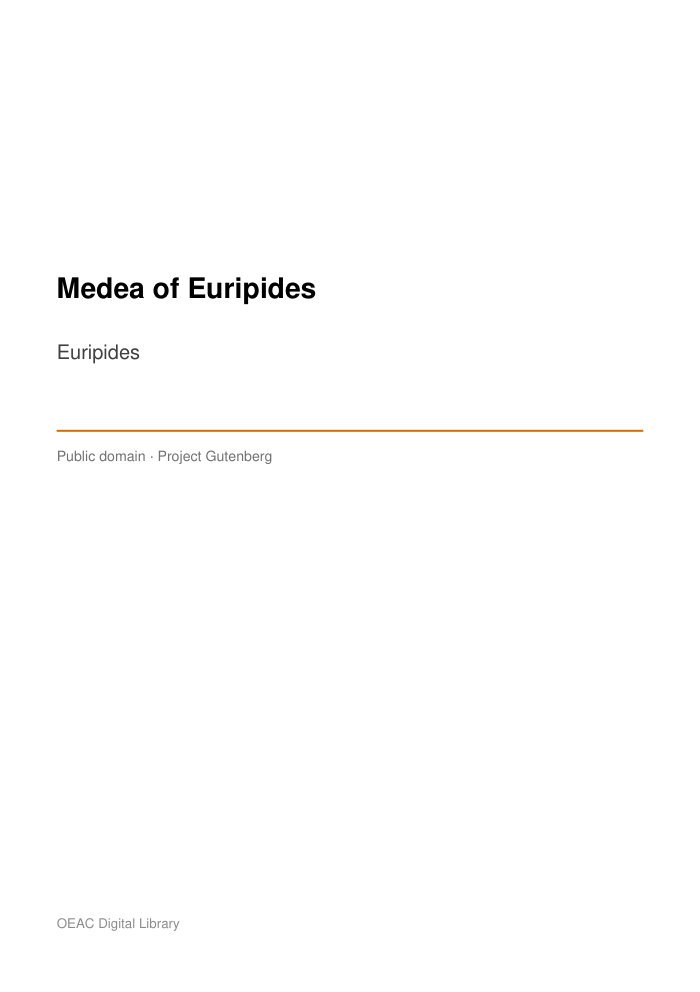 Medea of Euripides — cover