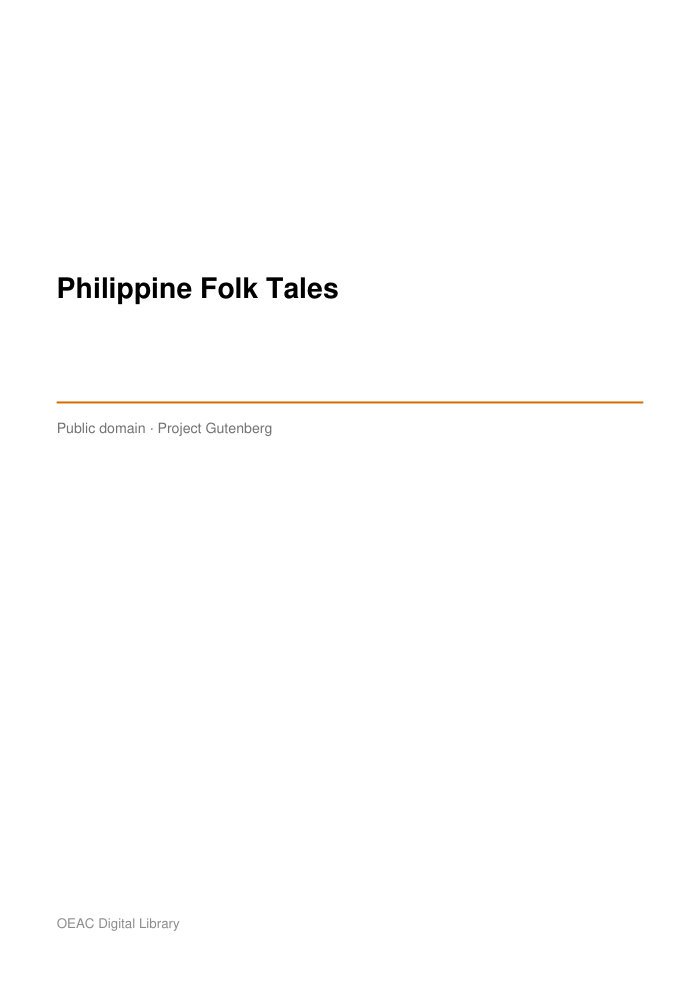Philippine Folk Tales — cover