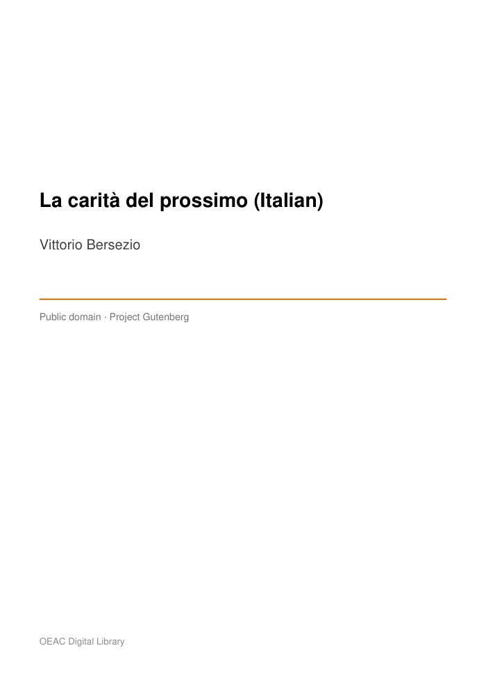 La carità del prossimo (Italian) — cover