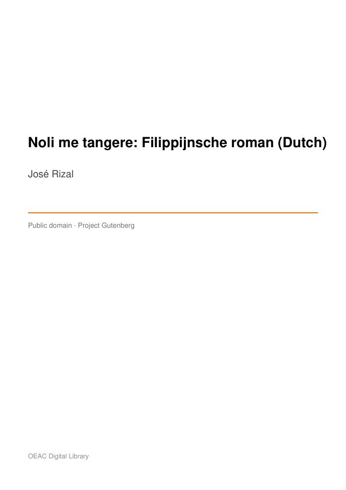 Noli me tangere: Filippijnsche roman (Dutch) — cover