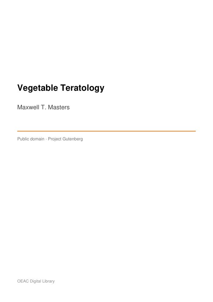 Vegetable Teratology — cover