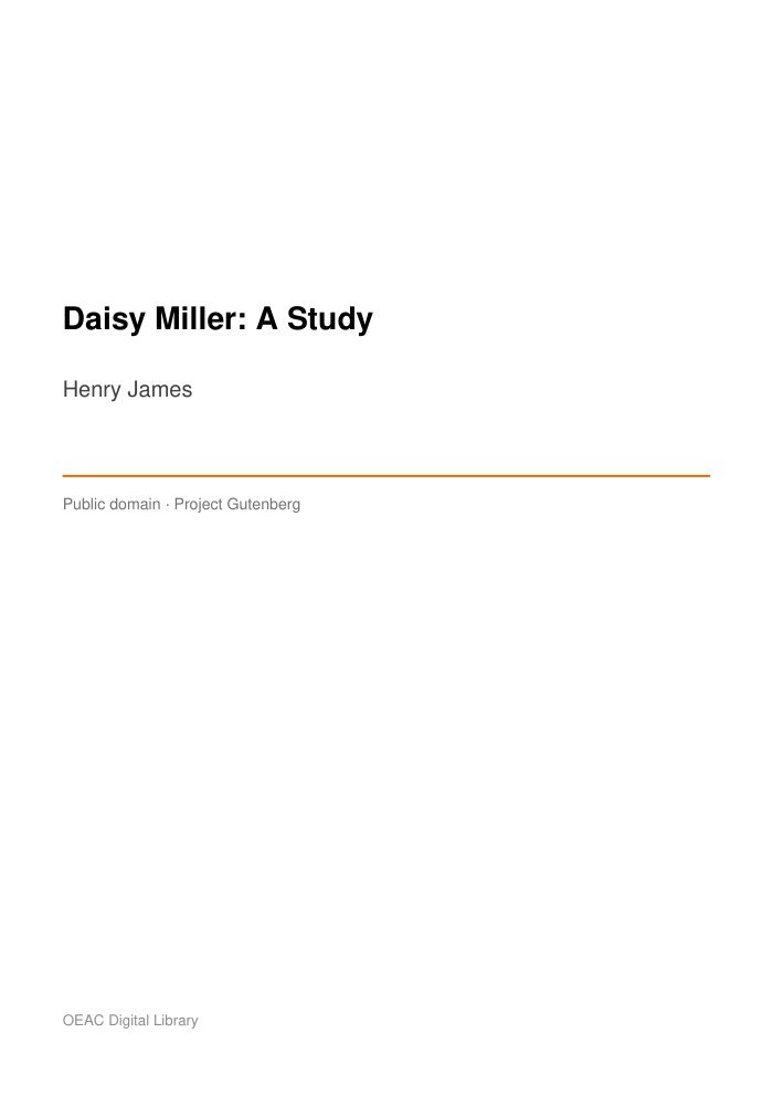 Daisy Miller: A Study — cover
