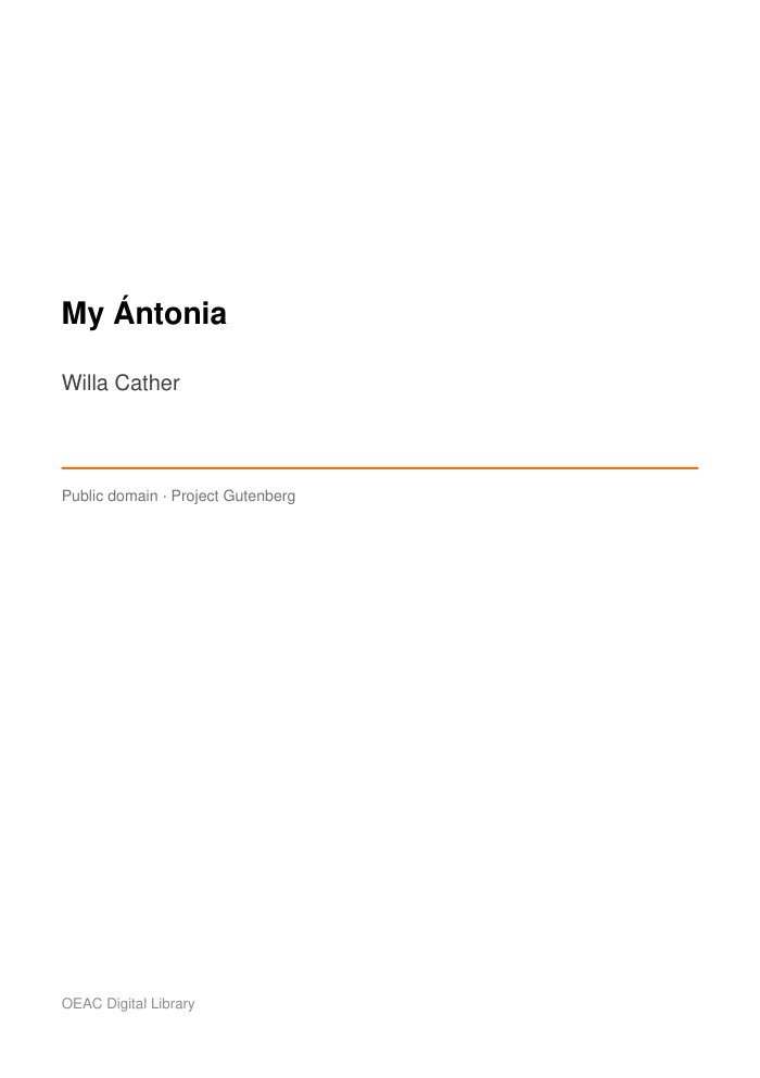 My Ántonia — cover