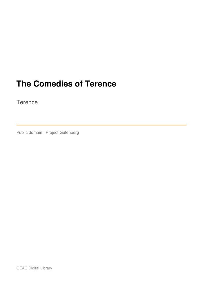 The Comedies of Terence — cover