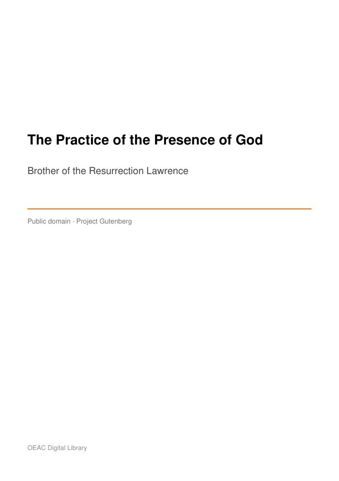 The Practice of the Presence of God — cover