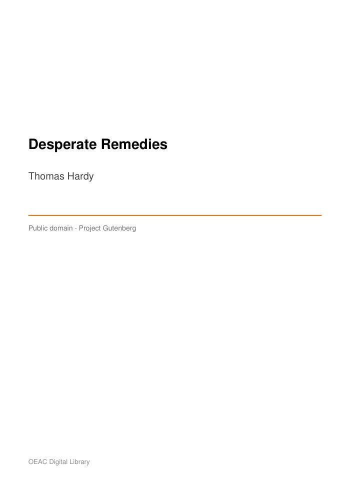 Desperate Remedies — cover