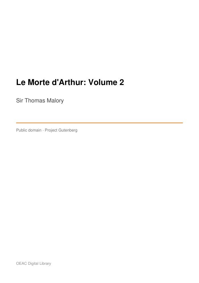 Le Morte d'Arthur: Volume 2 — cover