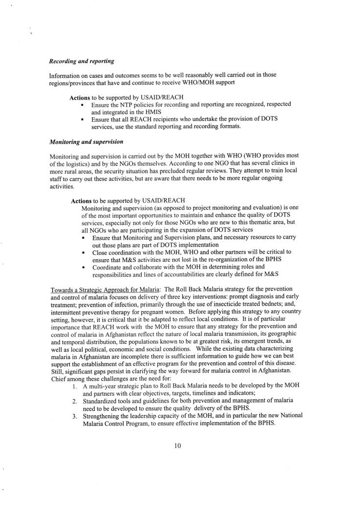 A strategic framework for action against TB and malaria in Afghanistan : guidance to USAID/Afghanistan / Dennis Carroll, Christine Whalen, Paul Arnow — cover