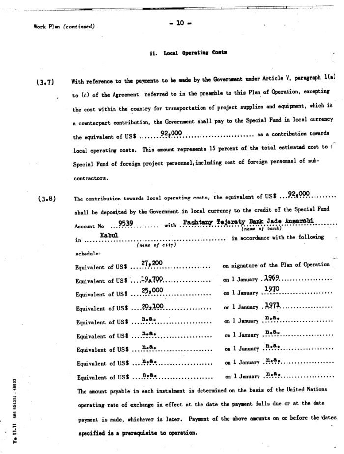 Plan of operation : United Nations Development Programme : special fund : demonstration and training in forest and range improvement — cover