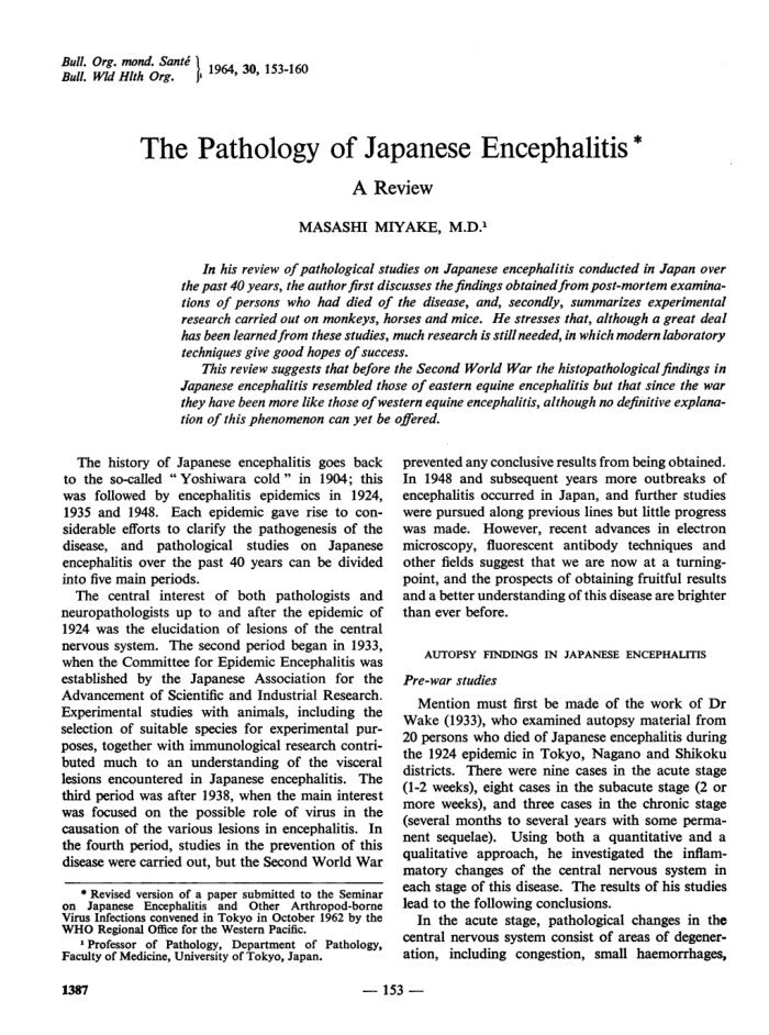 The pathology of Japanese encephalitis* cover