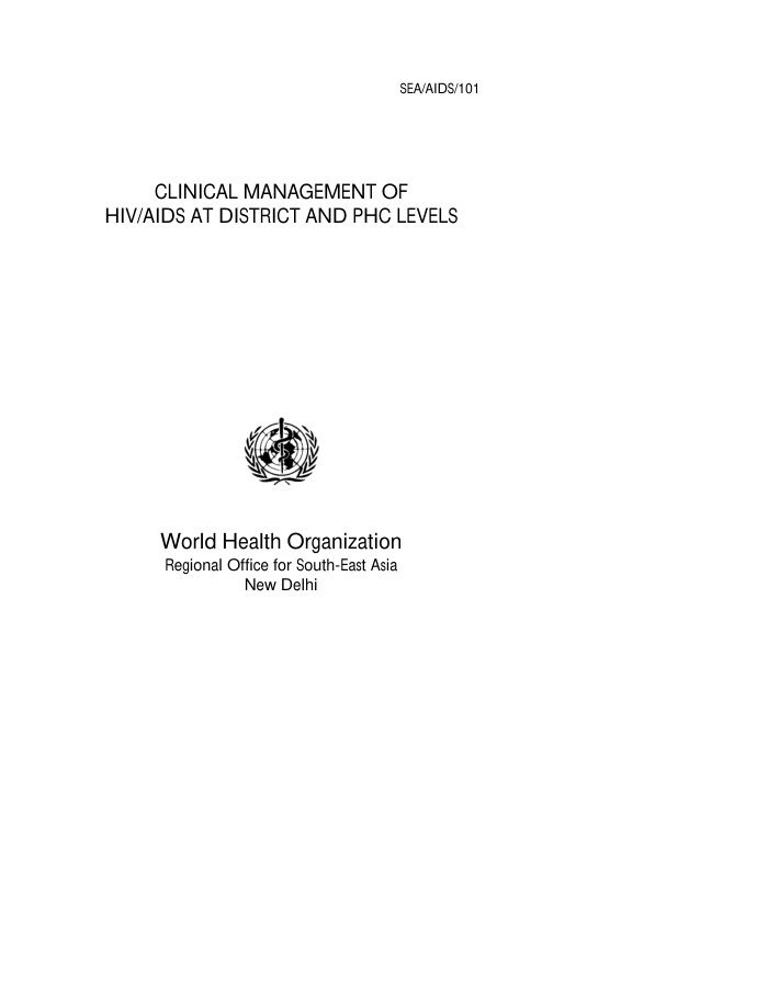 Clinical management of HIV and AIDS at district level — cover