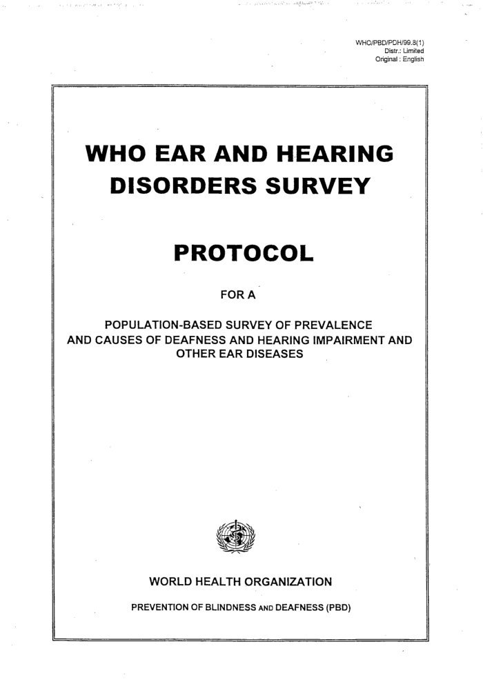 WHO ear and hearing disorders survey cover