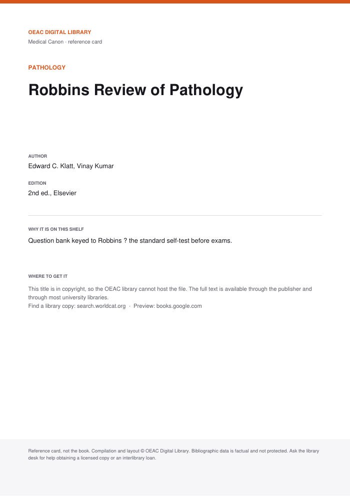 Robbins Review of Pathology cover